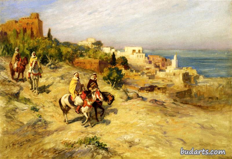 阿尔及尔海岸小道上的骑兵