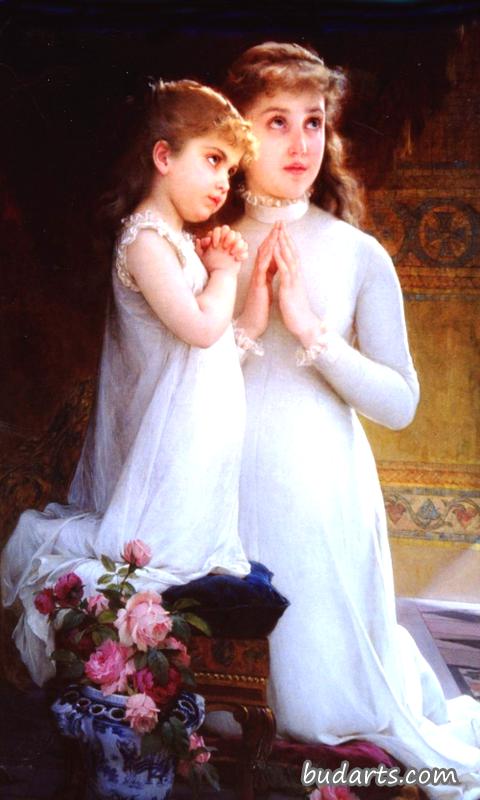 两个女孩在祈祷
