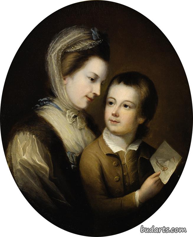 伊丽莎白·霍尼伍德和她的儿子菲利普的肖像