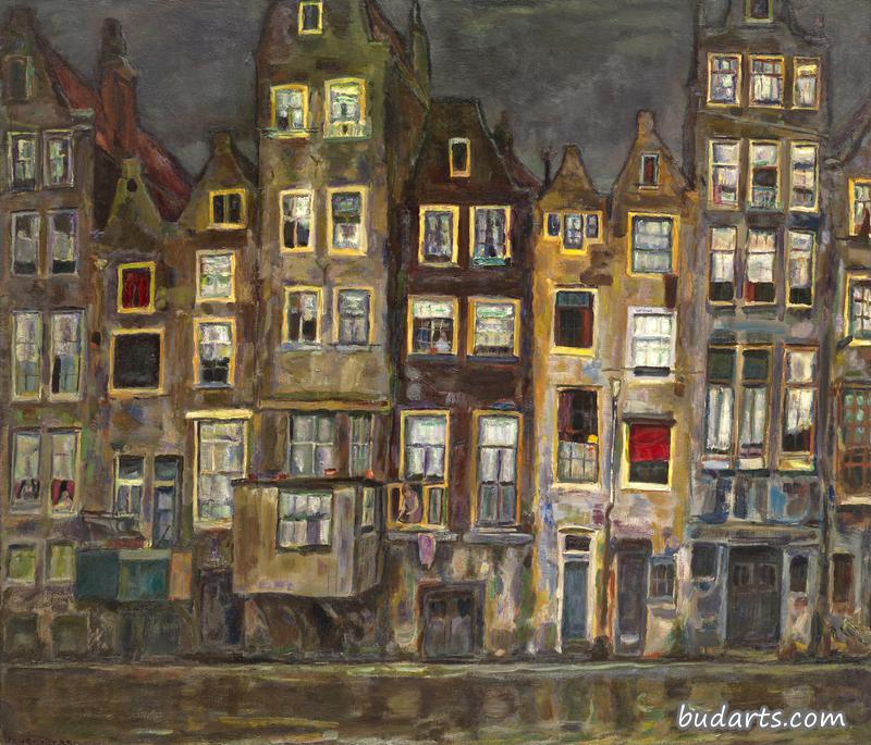 Houses at the Oudezijds Achterburgwal in Amsterdam