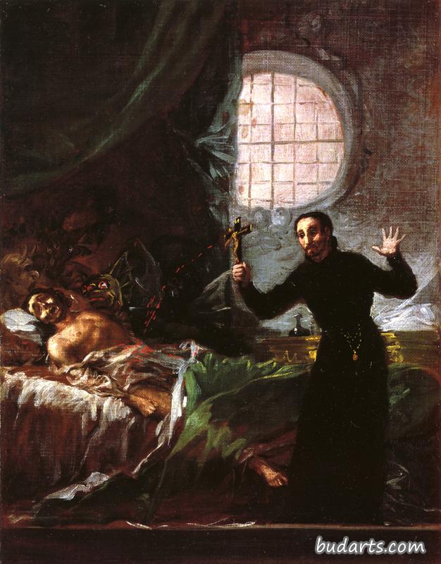 圣弗朗西斯·博吉亚出席一场临终弹劾的素描