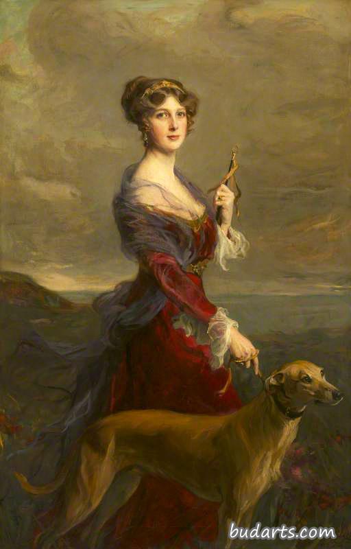 尊敬的伊迪丝·海伦·卓别林，伦敦德里的马尔基翁夫人，和她最喜欢的灰狗