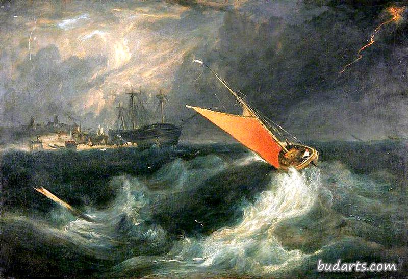 sailing boat in a storm - anthony vandyke copley