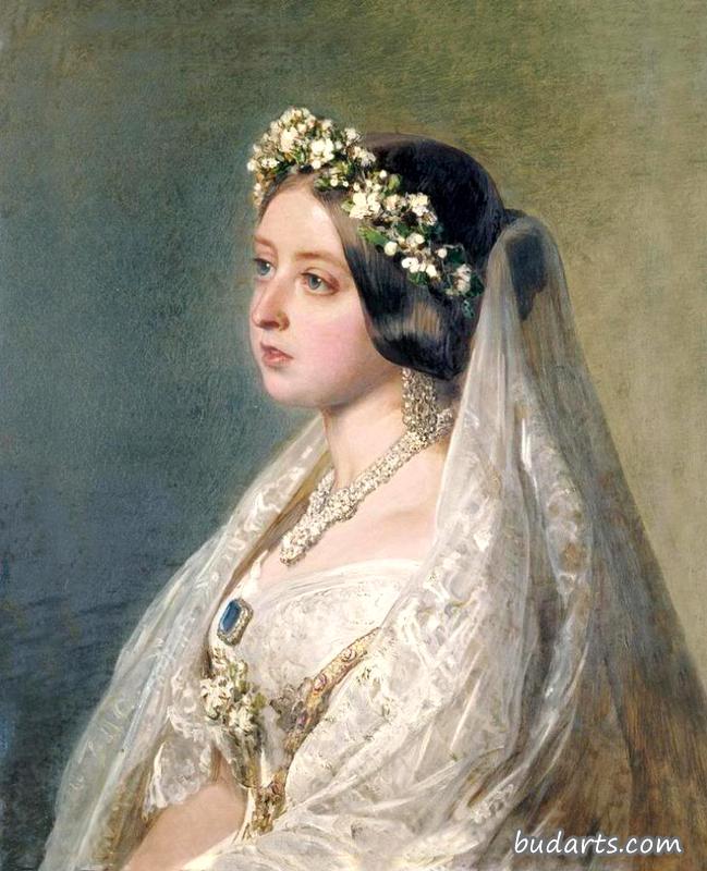 维多利亚女王身着婚纱