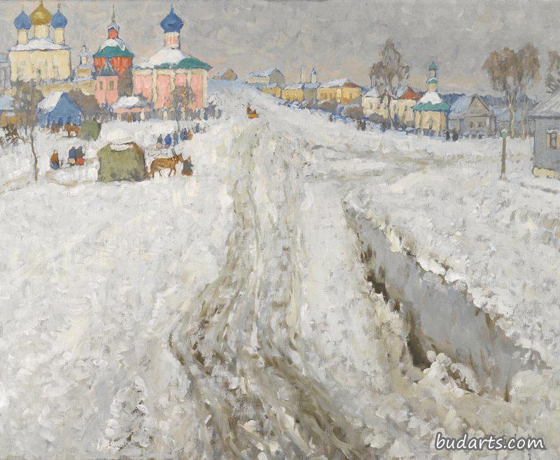 雪地里的俄罗斯城镇