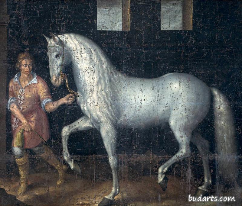 A Spanish Warhorse Captured by Lodewijk Gunther van Nassau from Archduke Albert of Austria in the Battle of Nieuwpoort and Presented to Prince Maurits