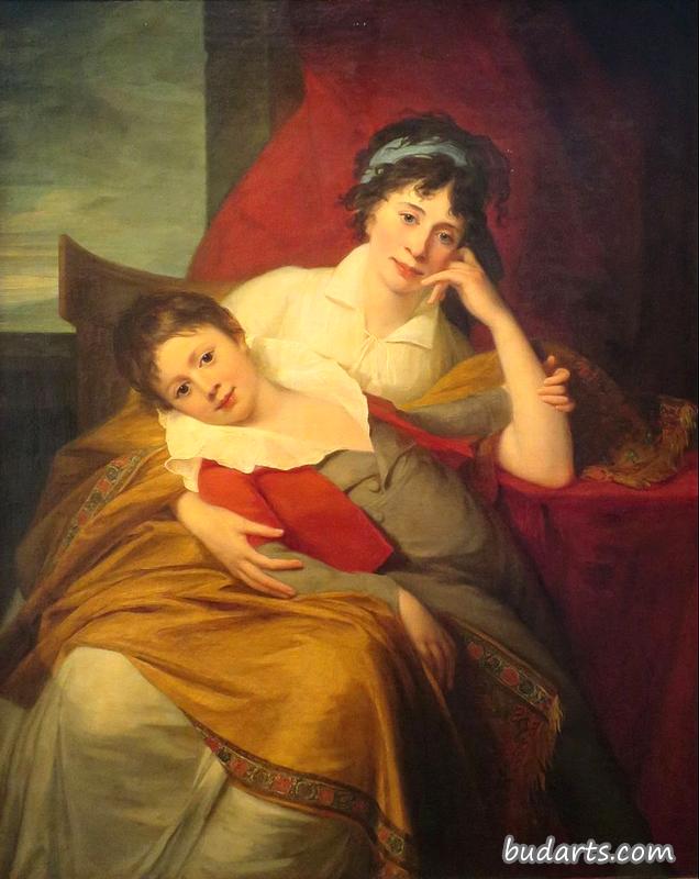 凯瑟琳·穆拉维约娃与儿子尼基塔·穆拉维约夫的肖像