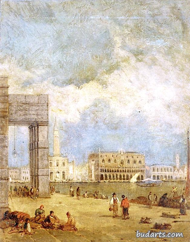 总督宫殿、钟楼和圣马克广场对面的景色