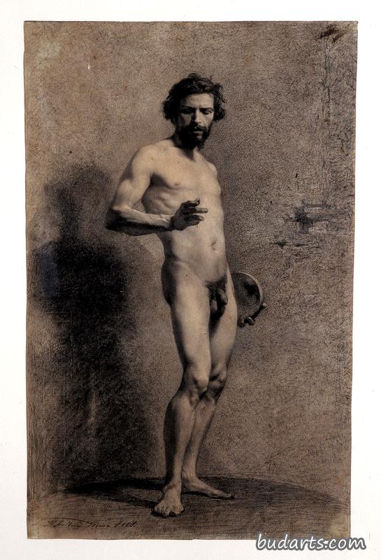 男性裸体带圆盘