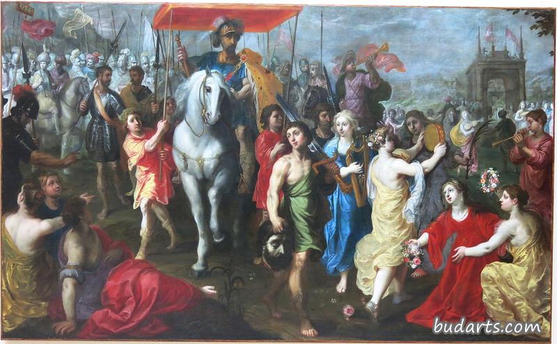 大卫王杀死非利士巨人歌利亚后的胜利