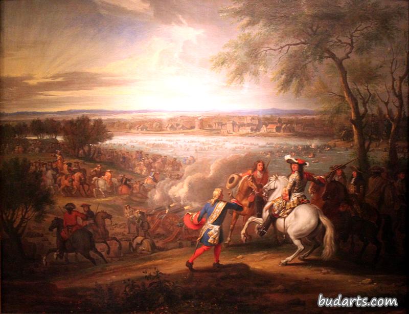 法国国王路易十四在洛比思穿越莱茵河