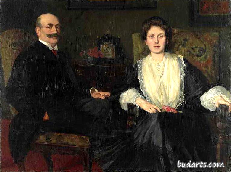 乔治斯皮尔伯格和妻子卡罗琳的双重肖像