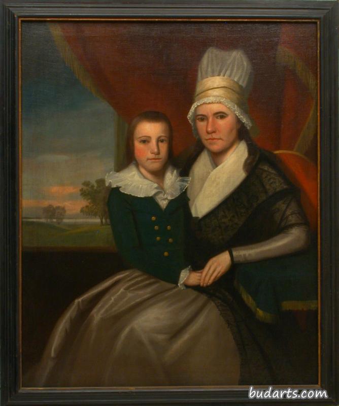 莎拉·布拉德利·鲍德温和她的儿子的肖像