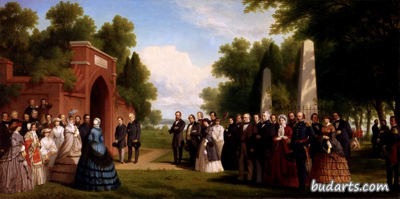 威尔士亲王、布坎南总统和政要访问华盛顿墓