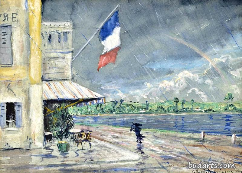 雨中的法国咖啡馆