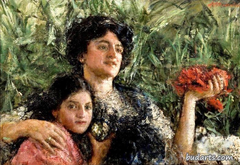 皮涅利夫人和女儿的画像