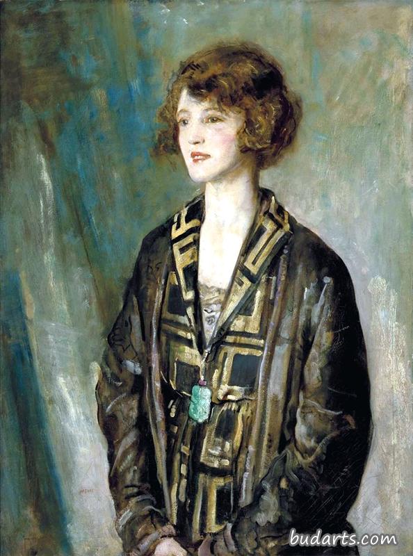 查尔斯·罗默·威廉姆斯夫人的肖像，戴着玉佩