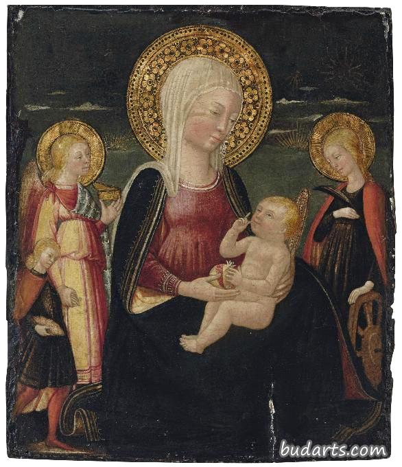 人类圣母玛利亚与亚历山大的圣凯瑟琳、托比亚斯和天使