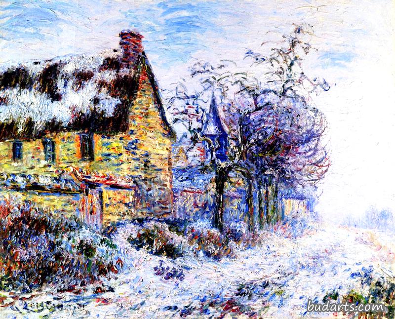 雪中的房屋和树木