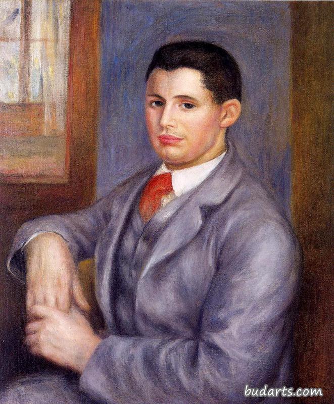 戴红领带的年轻人，尤金·雷诺尔的肖像