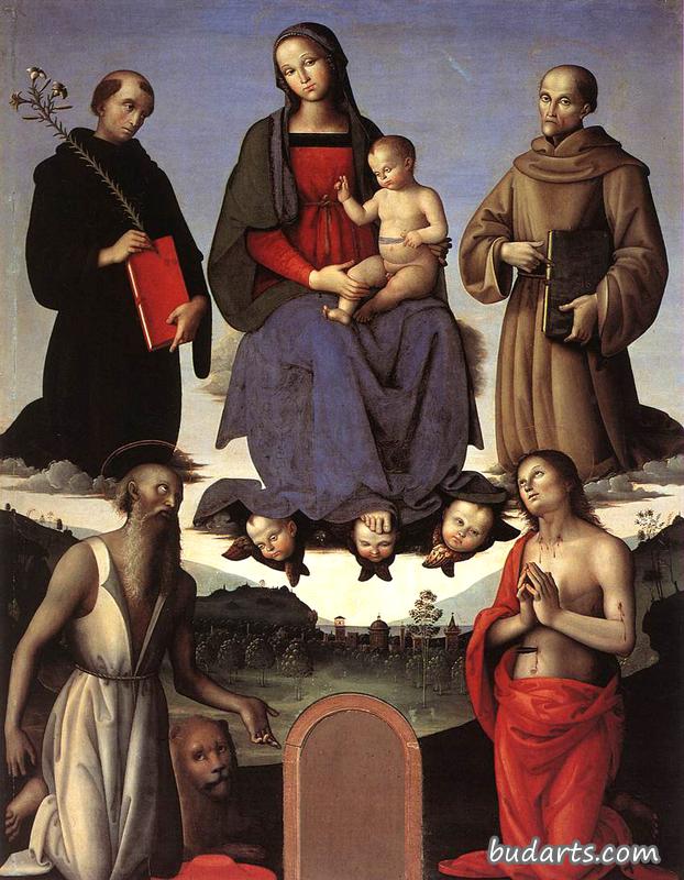 圣母与圣子（提子祭坛画） - 彼得罗·佩鲁吉诺- 画园网