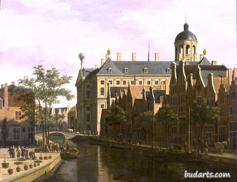 The Nieuwezijds Voorburgwal with the Flower and Tree Market in Amsterdam