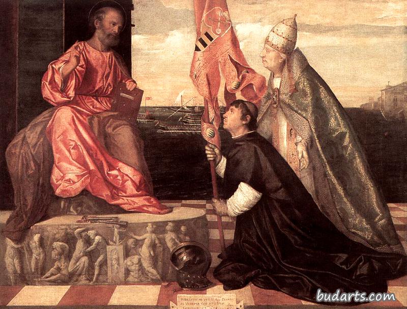 教皇亚历山大四世向圣彼得献上雅各布比萨罗