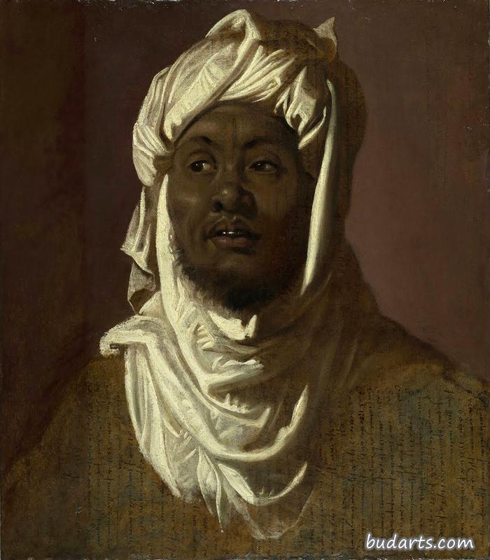 一个戴着头巾的非洲人的头