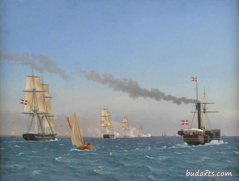Christian VIII Aboard His Steamship “Ægar” Watching the Manoeuvres of a Squadron in the Roads of Copenhagen