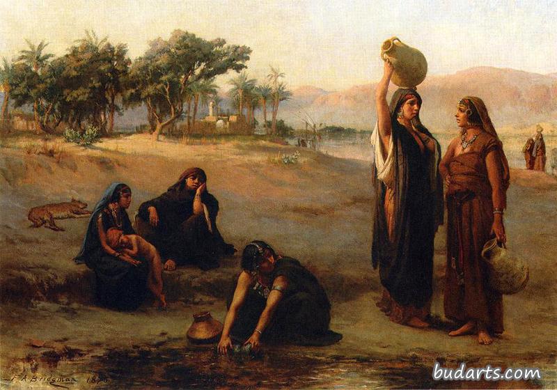 从尼罗河取水的妇女
