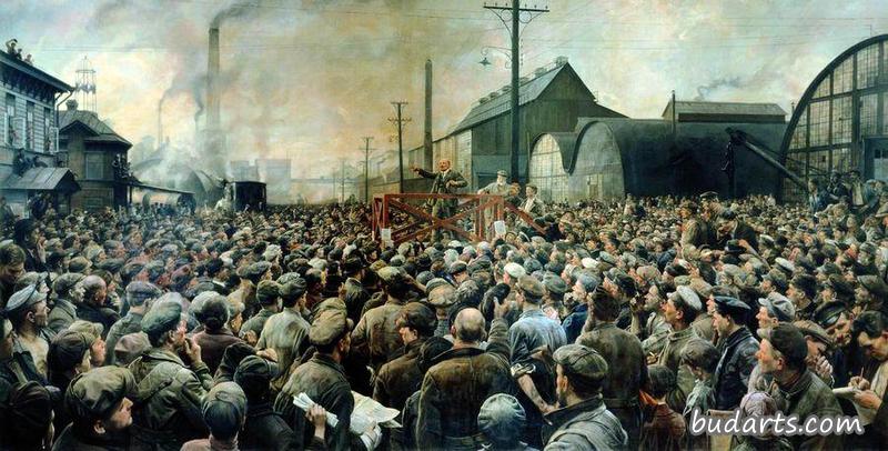 1917年5月弗拉基米尔列宁在普蒂洛夫工厂工人集会上