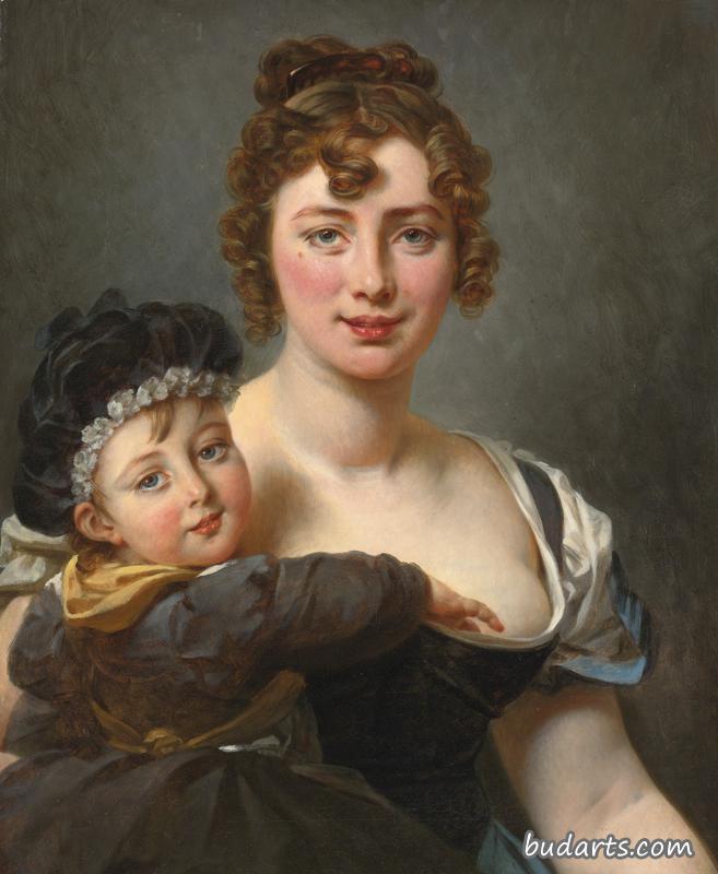 弗朗索瓦西蒙尼尔和她的女儿的画像
