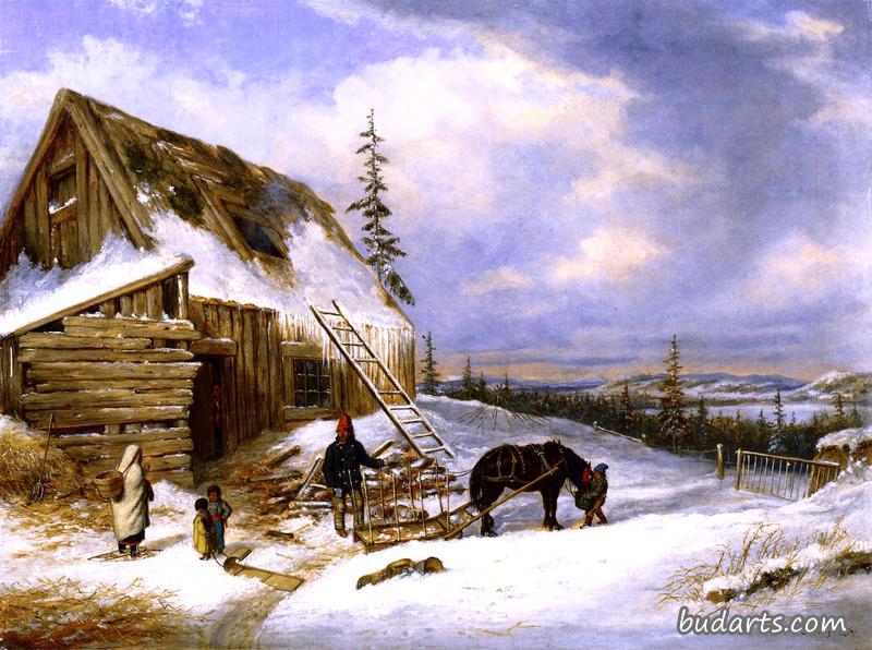 小木屋，冬季场景，圣查尔斯湖