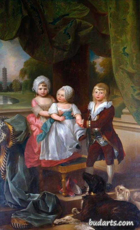 阿道夫王子，后来的剑桥公爵，与玛丽公主和索菲亚公主