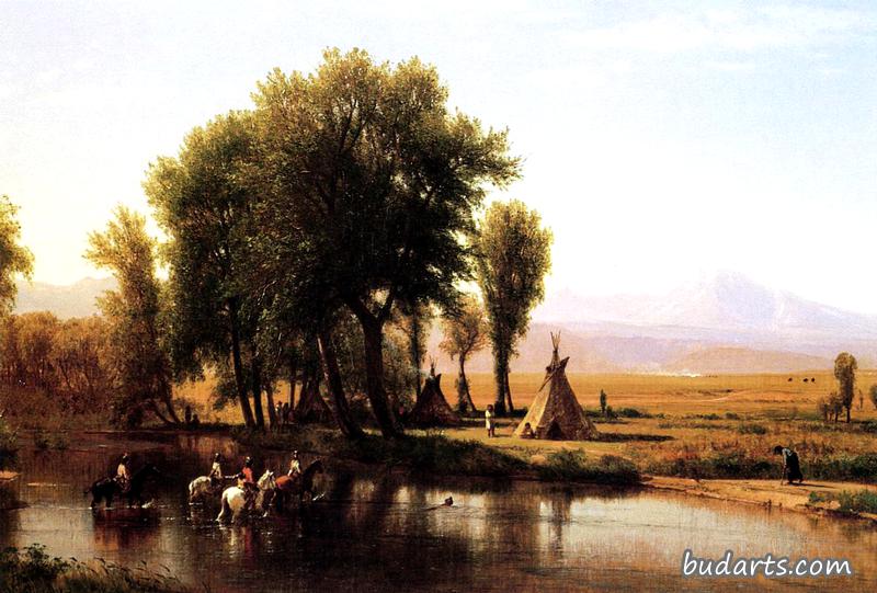 普拉特河上的印第安人营地