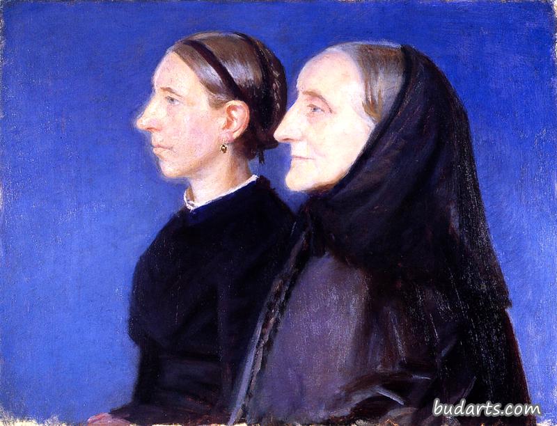安妮赫德维格布伦杜姆和她的女儿呼尔达的肖像