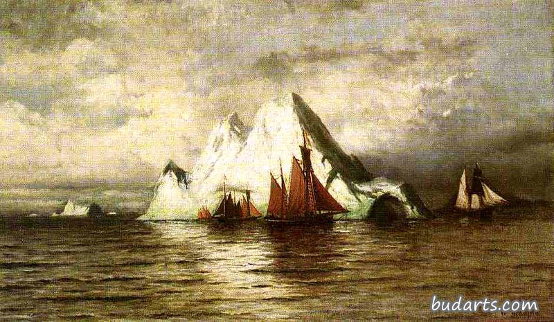 渔船和冰山