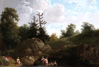 A River Landscape with Bathers