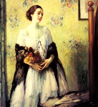A Young Woman Holding a Bouquet