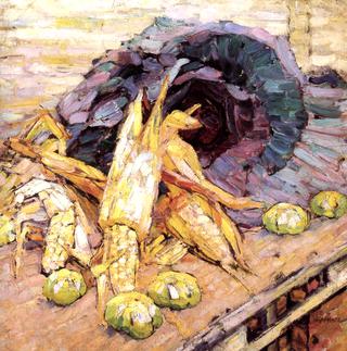 Still Life with Corn Husks and Cabbage