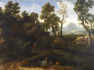 Landscape with Figures by a Pool