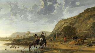 River Landscape with Riders