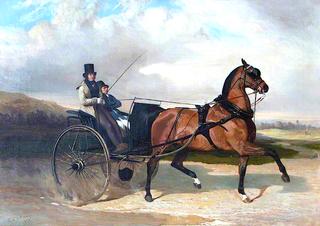 Baron Lionel de Rothschild, in a Gig Drawn by a Chestnut Stallion