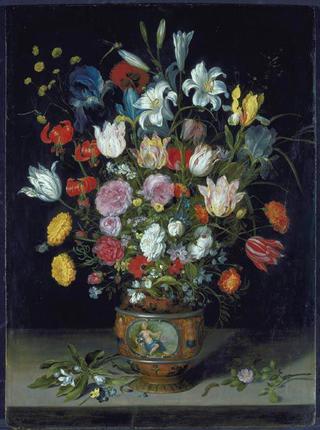 Bouquet of Flowers in a Faience Vase
