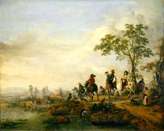 Falconers Return Home from the Hunt