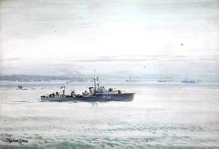 诺曼底海滩附近的驱逐舰