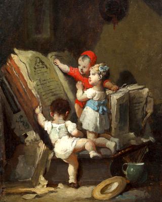 Three Children before a Large Bible