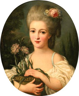 Portrait of a Girl Holding a Flower Pot