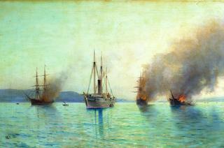 土耳其船只在博斯普鲁斯海峡被毁