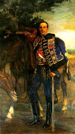 Alfonso XIII con uniforme de húsar de Pavía